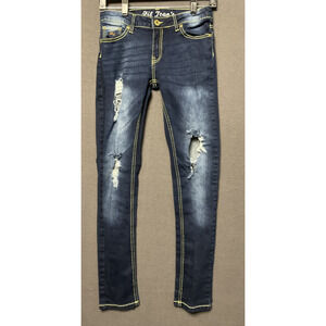 Fil Jeans distressed ripped skinny jeans yellow stitch Y2K streetwear Size 5